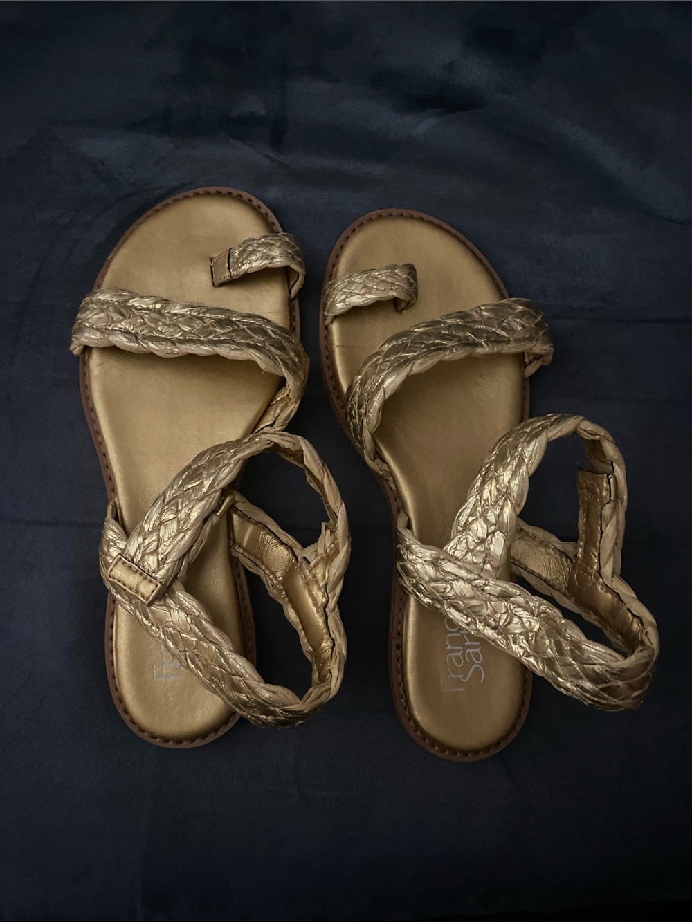 Franco Sarto Braided Metallic Sandals - Gold